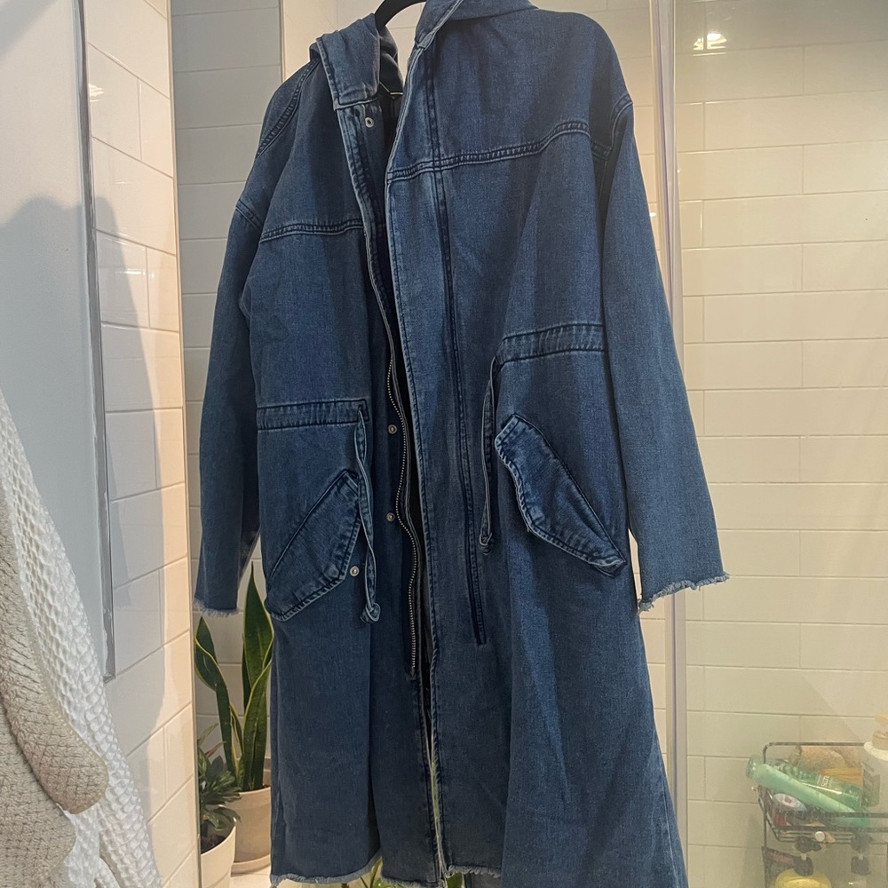 Oversized long jean jacket